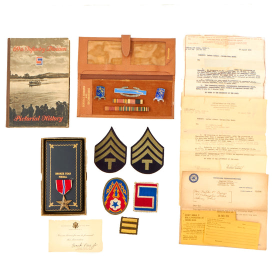 Original U.S. WWII Name Engraved Bronze Star (With Citation) Grouping For PFC Noble Casey, 273rd Infantry Regiment, 69th Infantry Division With Rare Distinctive Unit Insignia Original Items