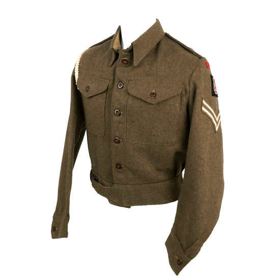 Original British WWII 7th Armored Division “Desert Rats” Corps of Military Police P-40 Battledress Uniform Tunic With Period Applied Insignia - Dated 1945 Original Items