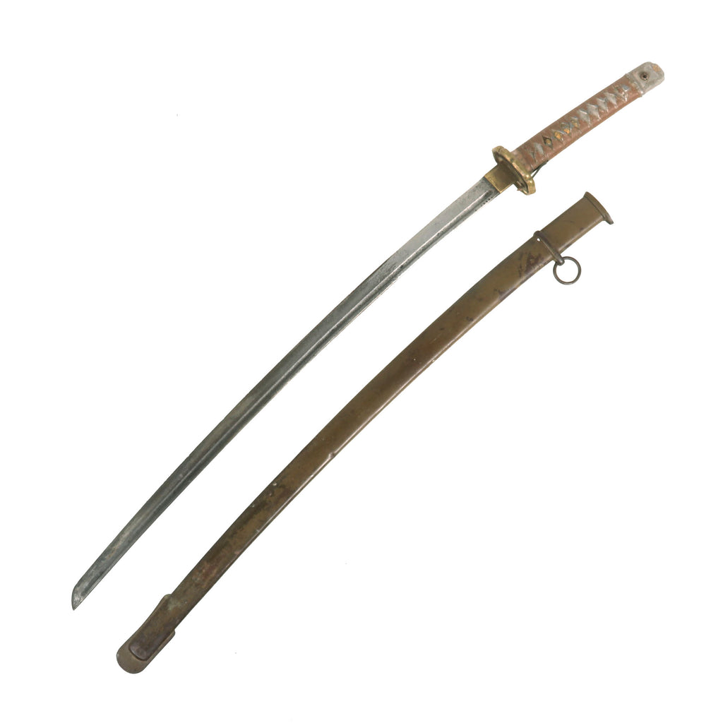 Original WWII Japanese Army Type 95 NCO Aluminum Handle Katana Sword with Unmatched Scabbard - Service Used Original Items