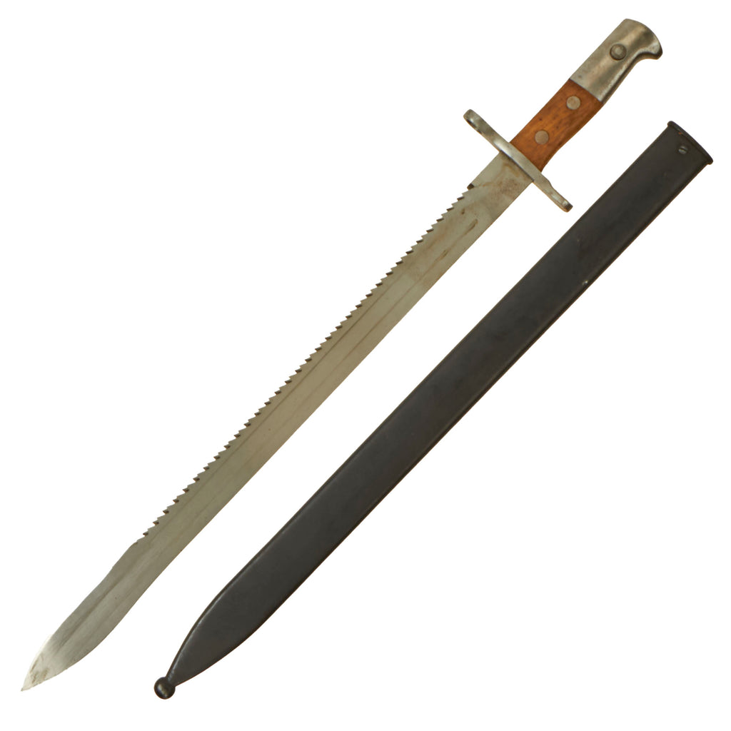 Original WWI Swiss Model 1914 Pioneer Sawback Sword Bayonet by Schmidt-Rubin with Scabbard Original Items