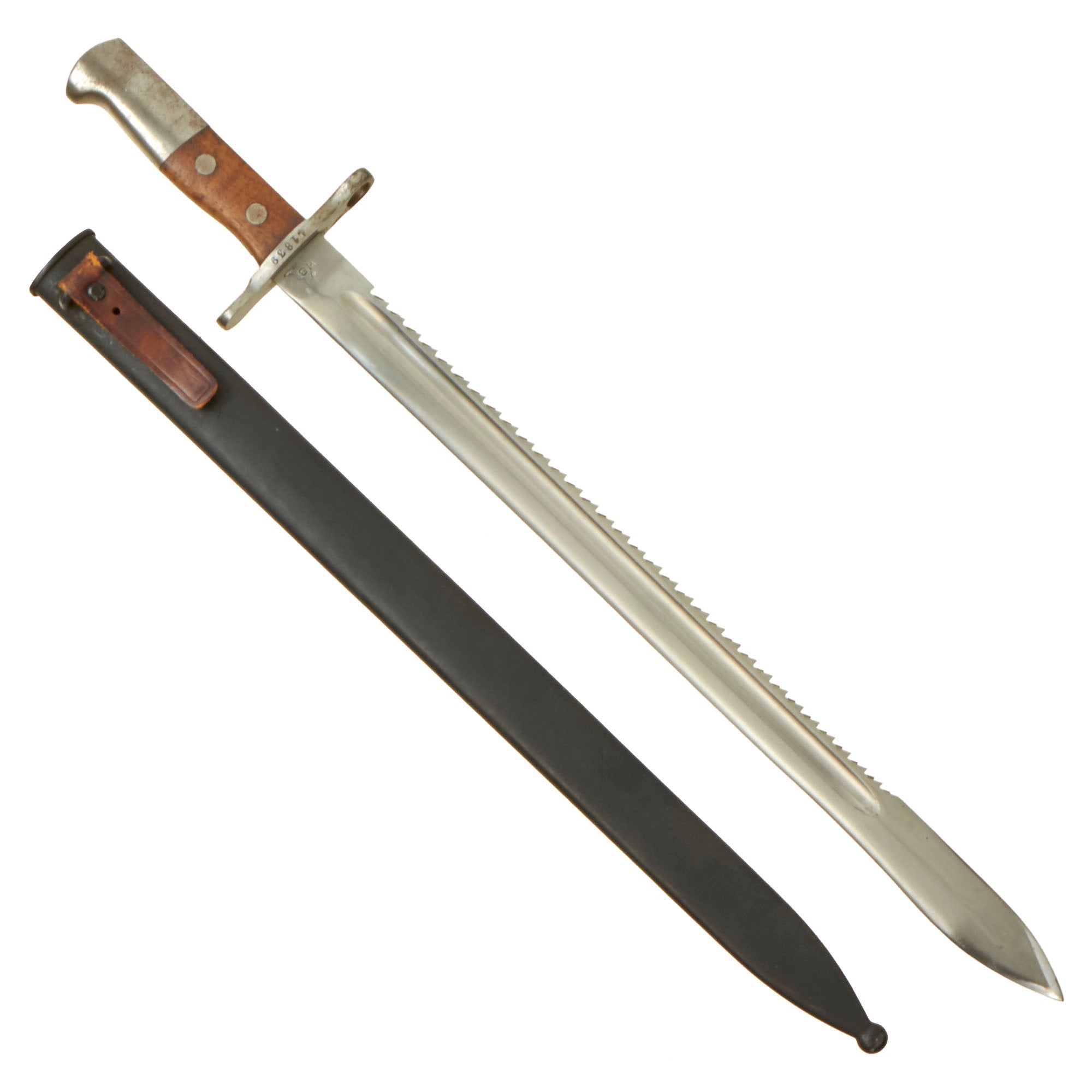 Original WWI Swiss Model 1914 Pioneer Sawback Sword Bayonet by
