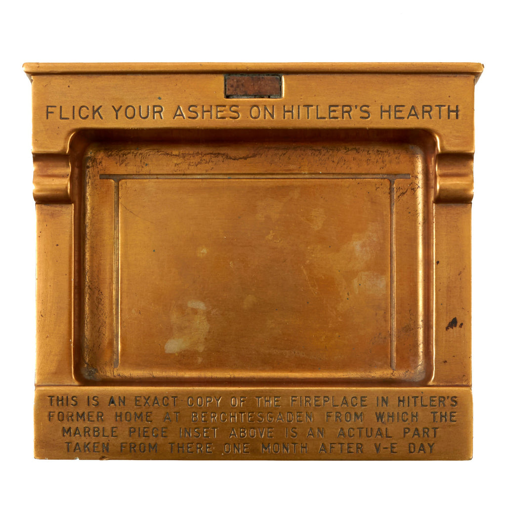 Original U.S. WWII Era Souvenir Brass Ashtray with Marble Piece from Adolf H's Retreat Der Berghof at Berchtesgaden Original Items