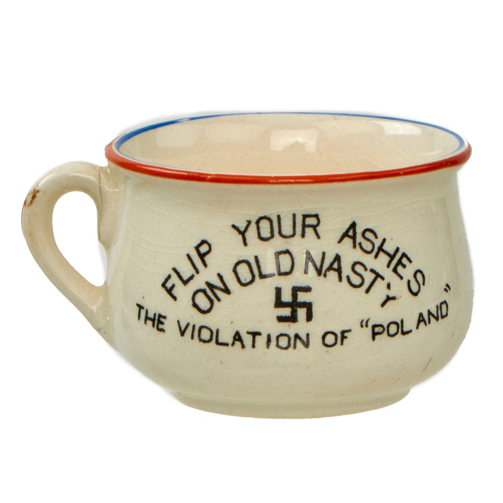 Original British WWII Homefront Anti-Axis Propaganda Caricature Adolf Teacup Ashtray by Fieldings Original Items