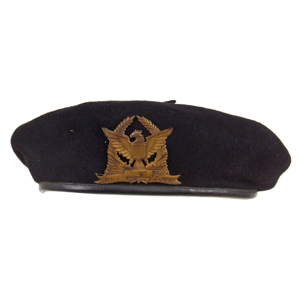 Original Vietnam War Era South Vietnamese ARVN Officer’s Black Beret With Stamped Brass Badge - Size 55 Original Items