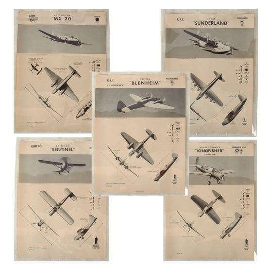 Original U.S. WWII Recognition Posters for British, American, and Japanese Aircraft - Lot of Five - 18½ x 24¾” Original Items