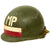 Original U.S. Vietnam War Military Police Ingersoll M1 Helmet with Overpainted 75th Ranger Regiment Flash, Liner and Chin Strap Original Items