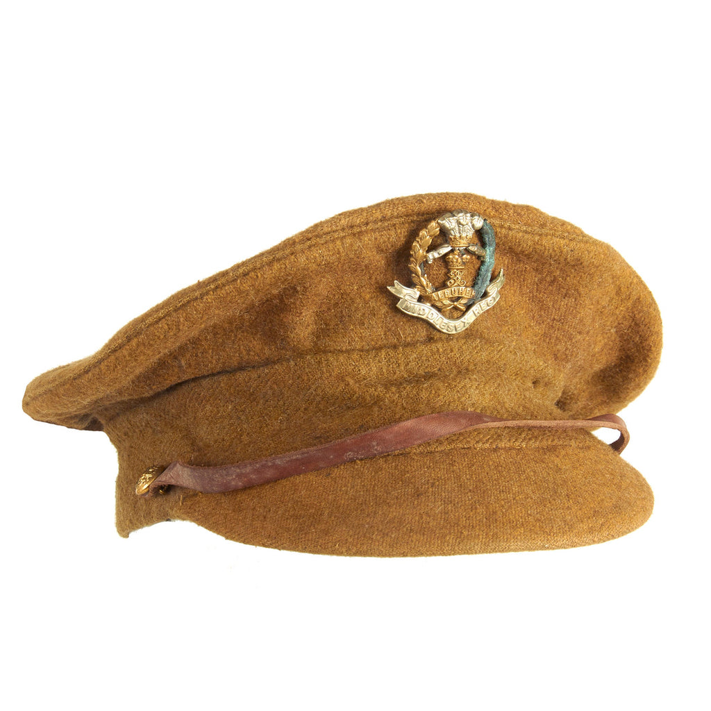 Original British WWI Modified Gor Blimey 1915 Winter Forage Trench Cap - Middlesex Regiment Original Items