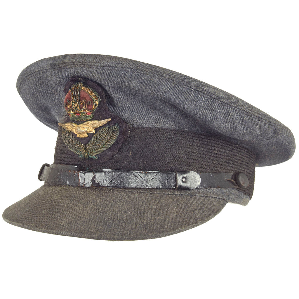 Original British WWII Royal Canadian Air Force RCAF Named Pilot Officer Visor Cap - Size 6 ¾ Original Items