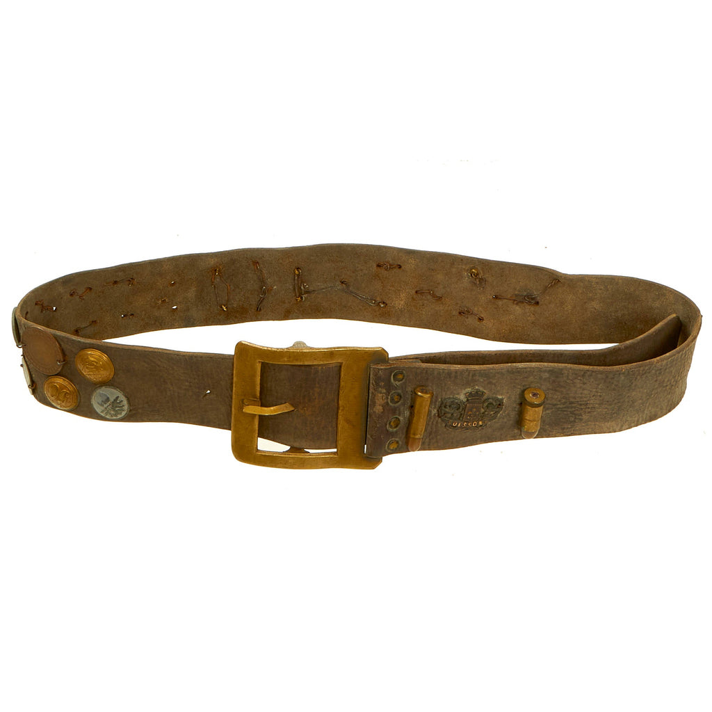 Original U.S. WWI Imperial German Hate Souvenir Belt With 28 Attached Items Original Items