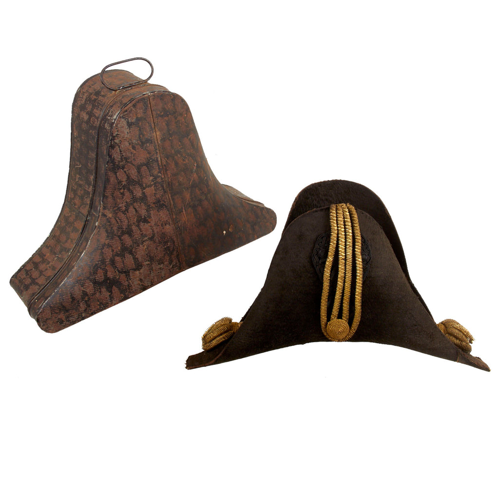 Original U.S. 1820s Army Officer Chapeau-Bras Bicorn Hat by Warren Stanwood & Co with Transit Tin Original Items