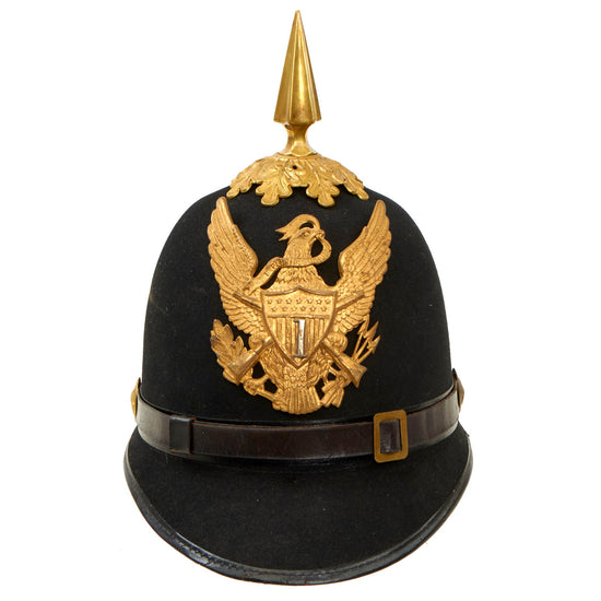 Original U.S. Model 1881 “1st Infantry” Enlisted Dress Spiked Pith Helmet by DeMoulin Bros & Co. Original Items