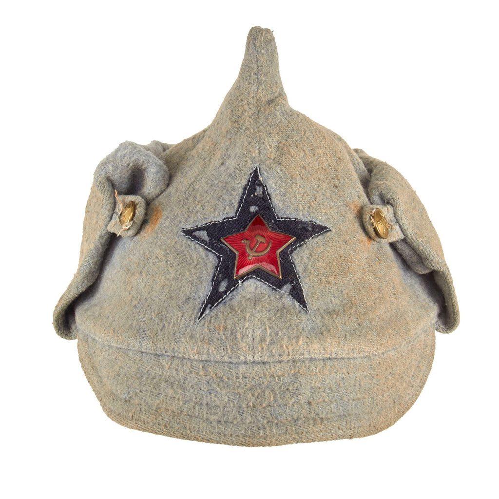 Original Soviet WWII M27 Budenovka Winter Cap - Engineers Original Items