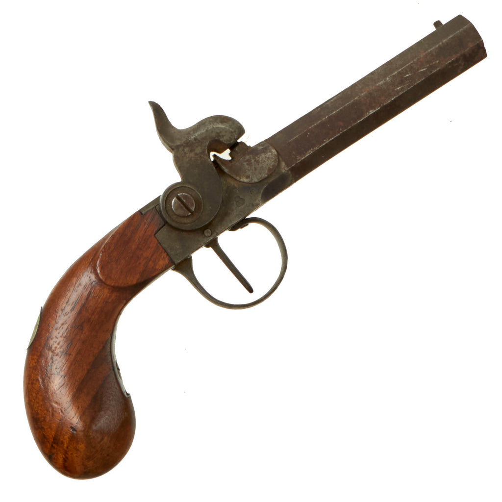 Original Victorian Era Belgian Side Hammer Rifled Percussion Vest Pistol with Bag Grip & Liège Proofs - Circa 1850 Original Items