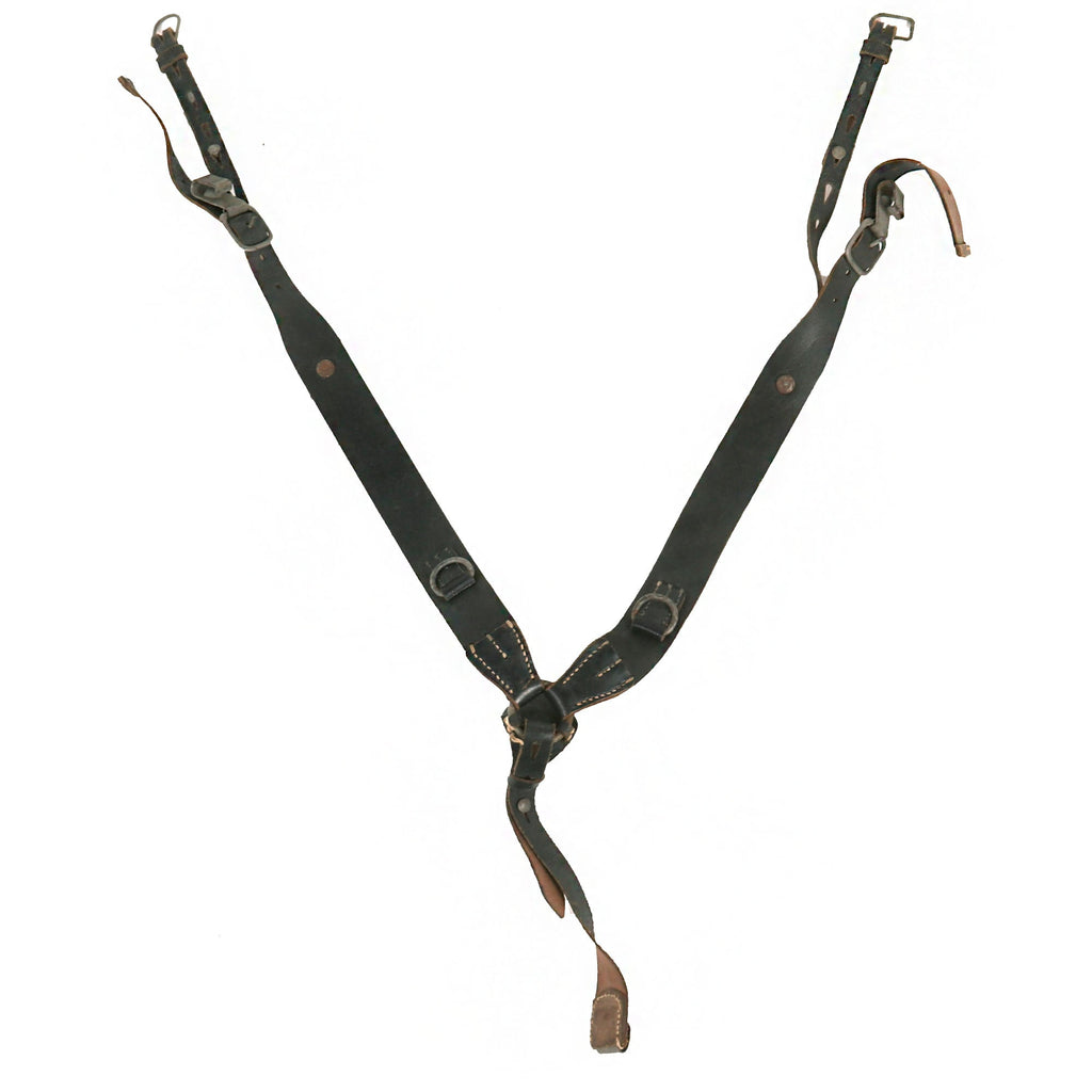 Original German WWII Army Leather Combat Suspender Y Straps - Koppeltragegestell für Infanterie Original Items