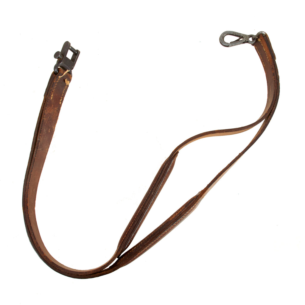 Original German WWII First Model MG 34 Padded Leather Carry Sling with Narrow Buckle - Geteilte Trageriemen Original Items