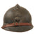 Original French WWI Issue Model 1915 Infantry Adrian Helmet in Horizon Blue with Chinstrap Stretched Over Brim - No Liner Original Items