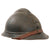 Original French WWI Issue Model 1915 Infantry Adrian Helmet in Horizon Blue with Chinstrap Stretched Over Brim - No Liner Original Items
