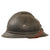 Original French WWI Issue Model 1915 Infantry Adrian Helmet in Horizon Blue with Chinstrap Stretched Over Brim - No Liner Original Items
