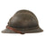 Original French WWI Issue Model 1915 Infantry Adrian Helmet in Horizon Blue with Chinstrap Stretched Over Brim - No Liner Original Items