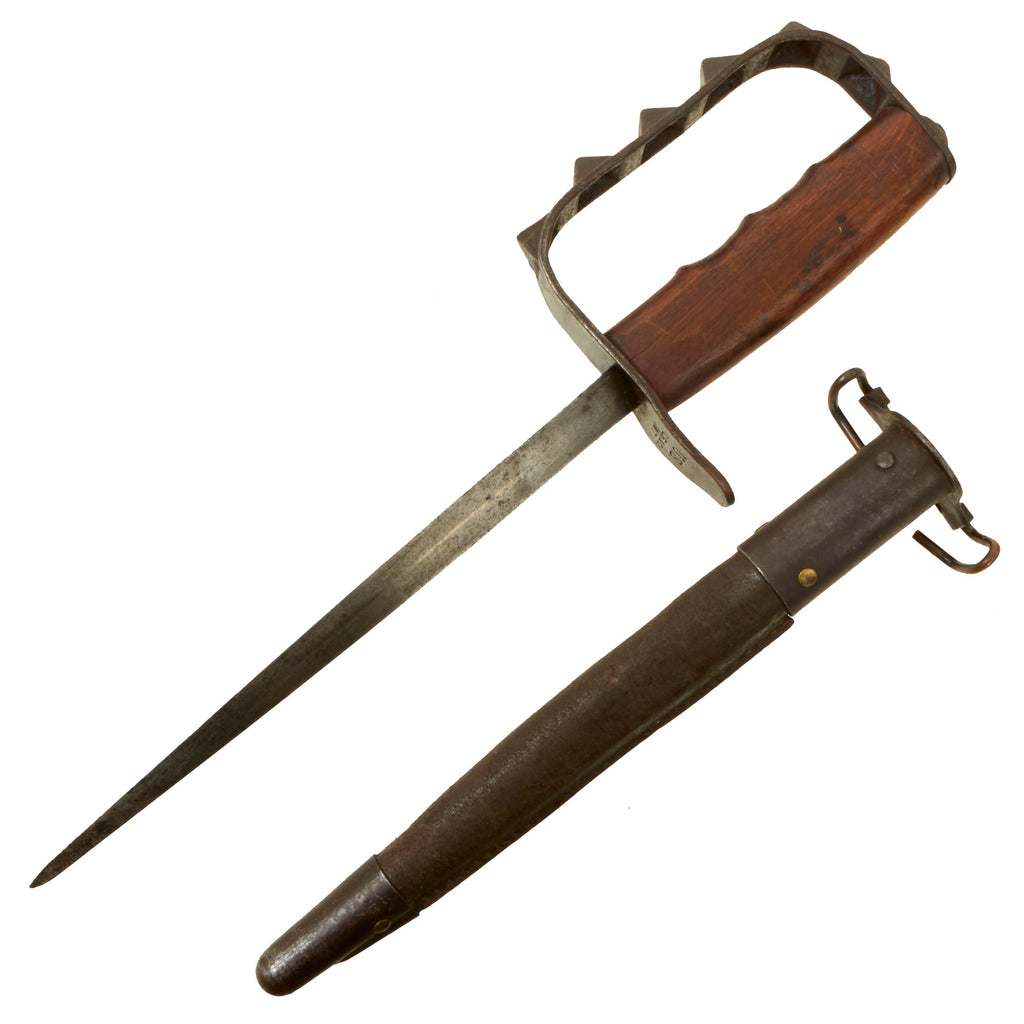Original U.S. WWI M1917 Knuckle Duster Trench Knife with Original Scabbard Original Items