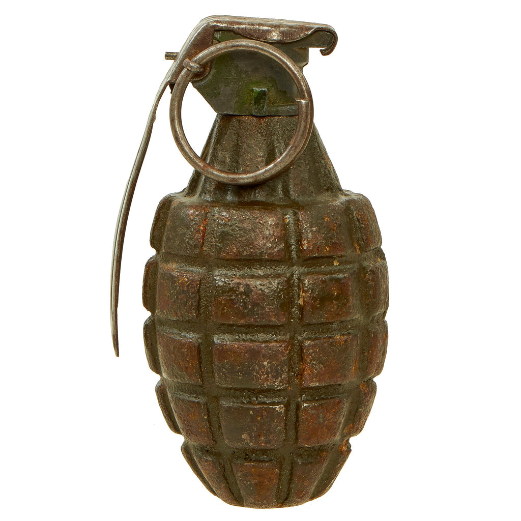 Original U.S. Pre-WWII Inert Early MkII Pineapple Fragmentation Grenade With WWI Era “Cutback” Fuze Original Items