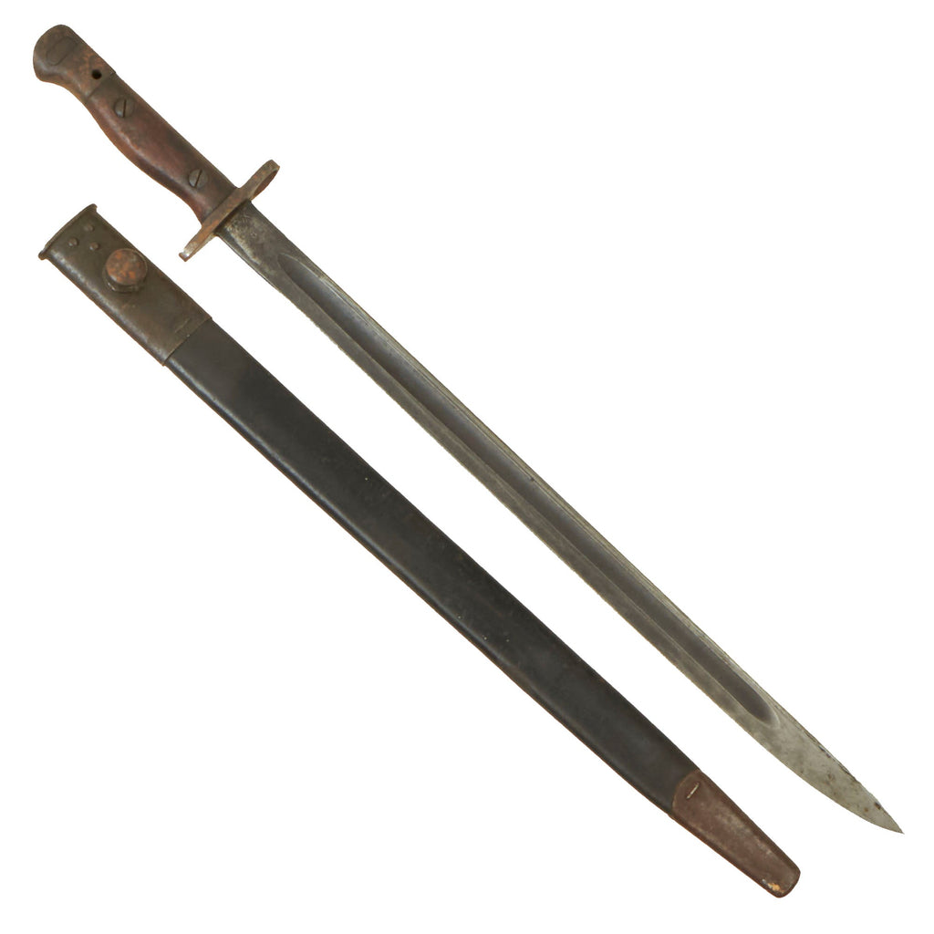 Original WWII Australian P1907 SMLE Bayonet dated 1944 with 1918 Dated Scabbard by Lithgow Armory Original Items