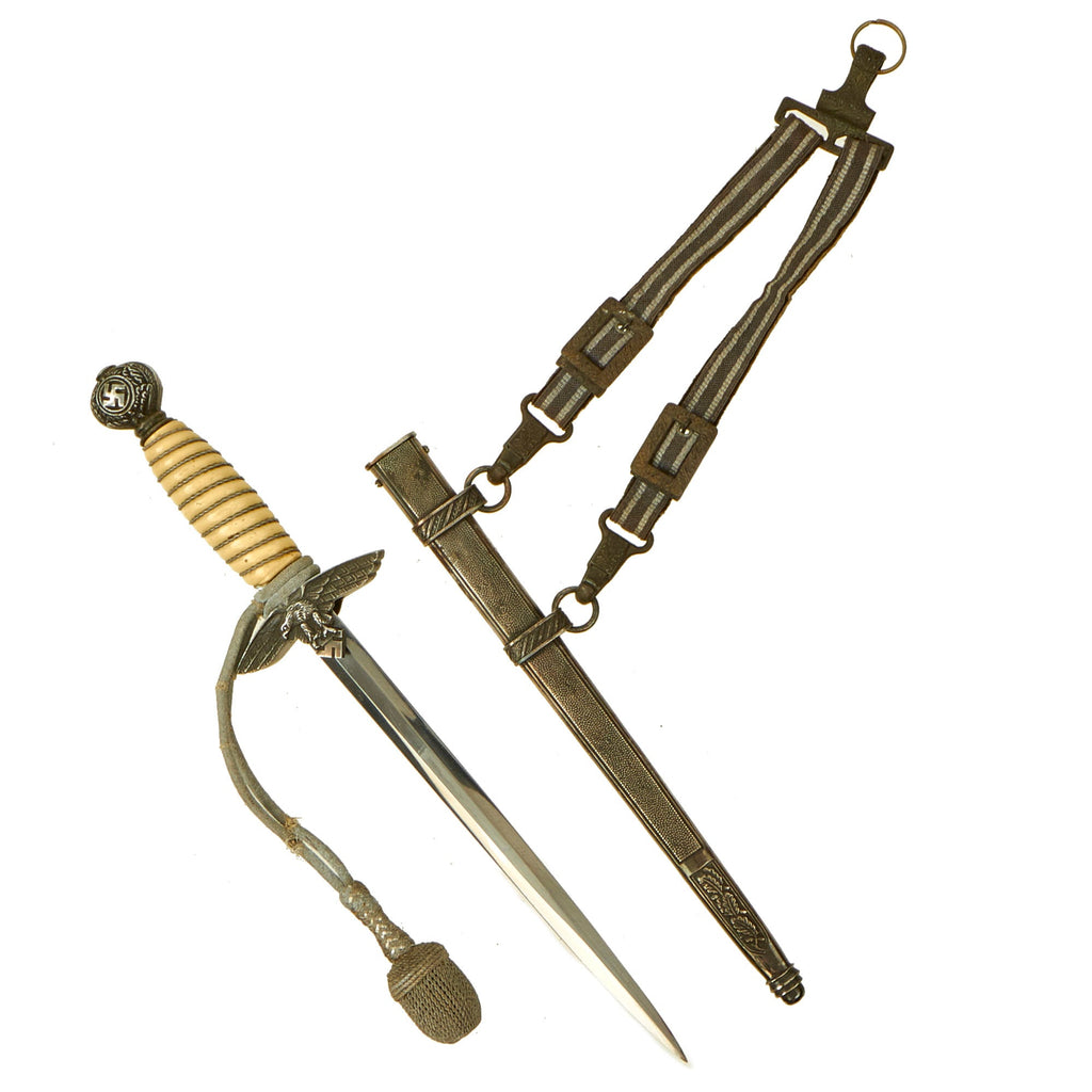 Original WWII German 2nd Model Luftwaffe Dagger by "Siegfried" E. Pack & Söhne with Hanger and Portepee Original Items