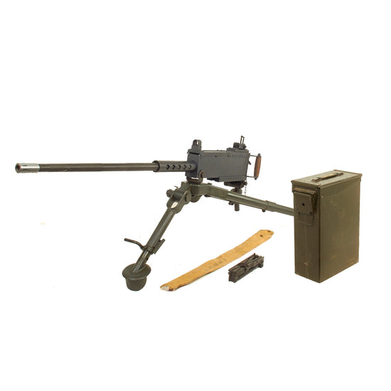 Original U.S. WWII Type M2 Browning .50 Caliber “Ma Deuce” Display Machine Gun with Complete M3 Tripod, Internals & Accessories Original Items
