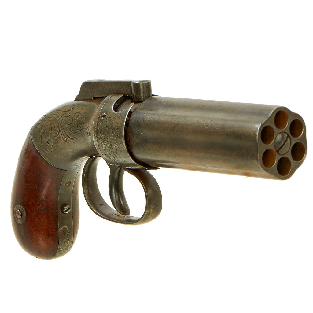 Original U.S. 19th Century Allen & Thurber 1845 Patent Percussion Pepperbox Revolver - Matching Serial 212 Original Items
