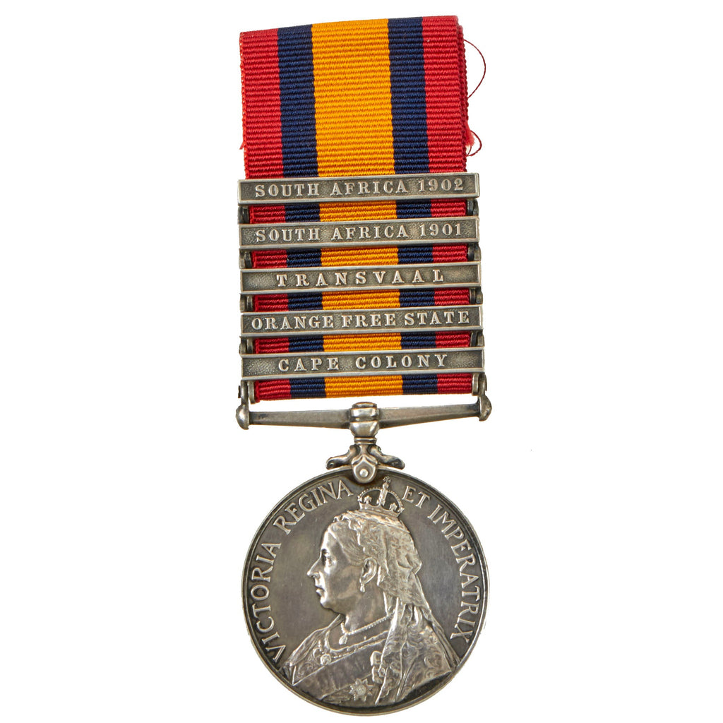 Original British Second Boer War Named Version Three Queen's South Africa Medal With 5 Clasps - Trooper Ernest Cook (32064), 10th Battalion, 29th Company & 39th Squadron, 10th Imperial Yeomanry Original Items