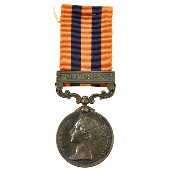 Original British Burmese Resistance Movement Rim Impressed India General Service Medal (1854) With Burma 1885-7 Clasp For C.J. White, HMS Bacchante Original Items