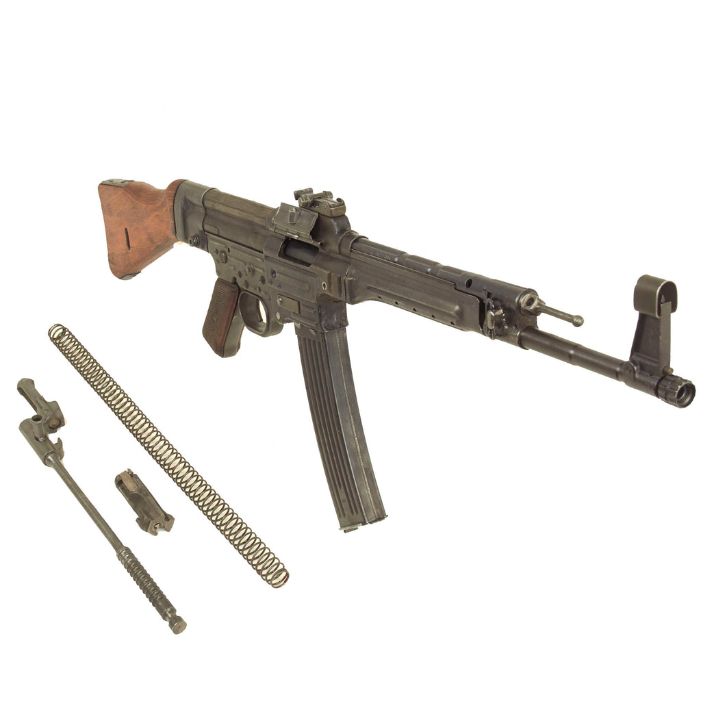 Original German WWII MP44 STG 44 Sturmgewehr Demilled Receiver Display Gun with Live Barrel, GDR Magazine & Internal Parts - Dated 1945 Original Items