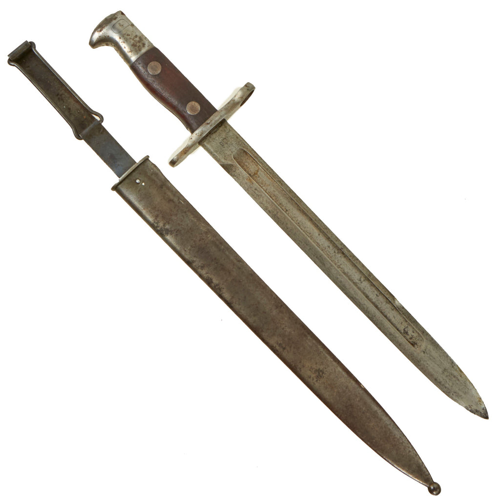 Original U.S. Spanish-American War Model 1892 Krag Rifle Bayonet and Scabbard - Dated 1898 Original Items