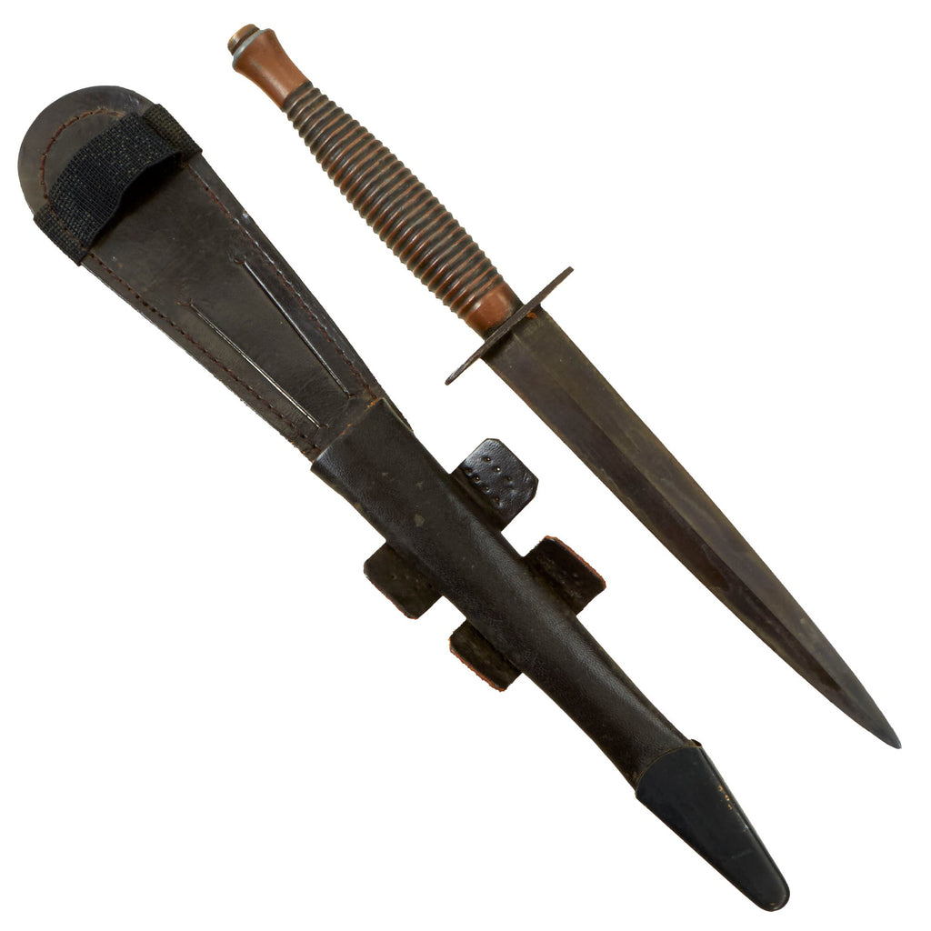 Original British Early Post War 3rd Pattern Fairbairn Sykes Fighting Knife with Scabbard - Marked Sheffield England Original Items