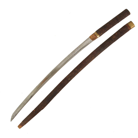 Original 18th Century Edo Period Japanese Handmade Wakizashi Short Sword in Shikomizue Sword Cane Mountings Original Items