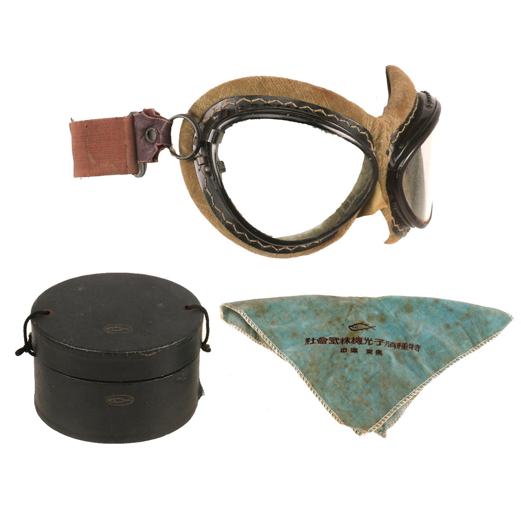 Original Imperial Japanese WWII Navy Air Service Aviator Goggles with Box Original Items