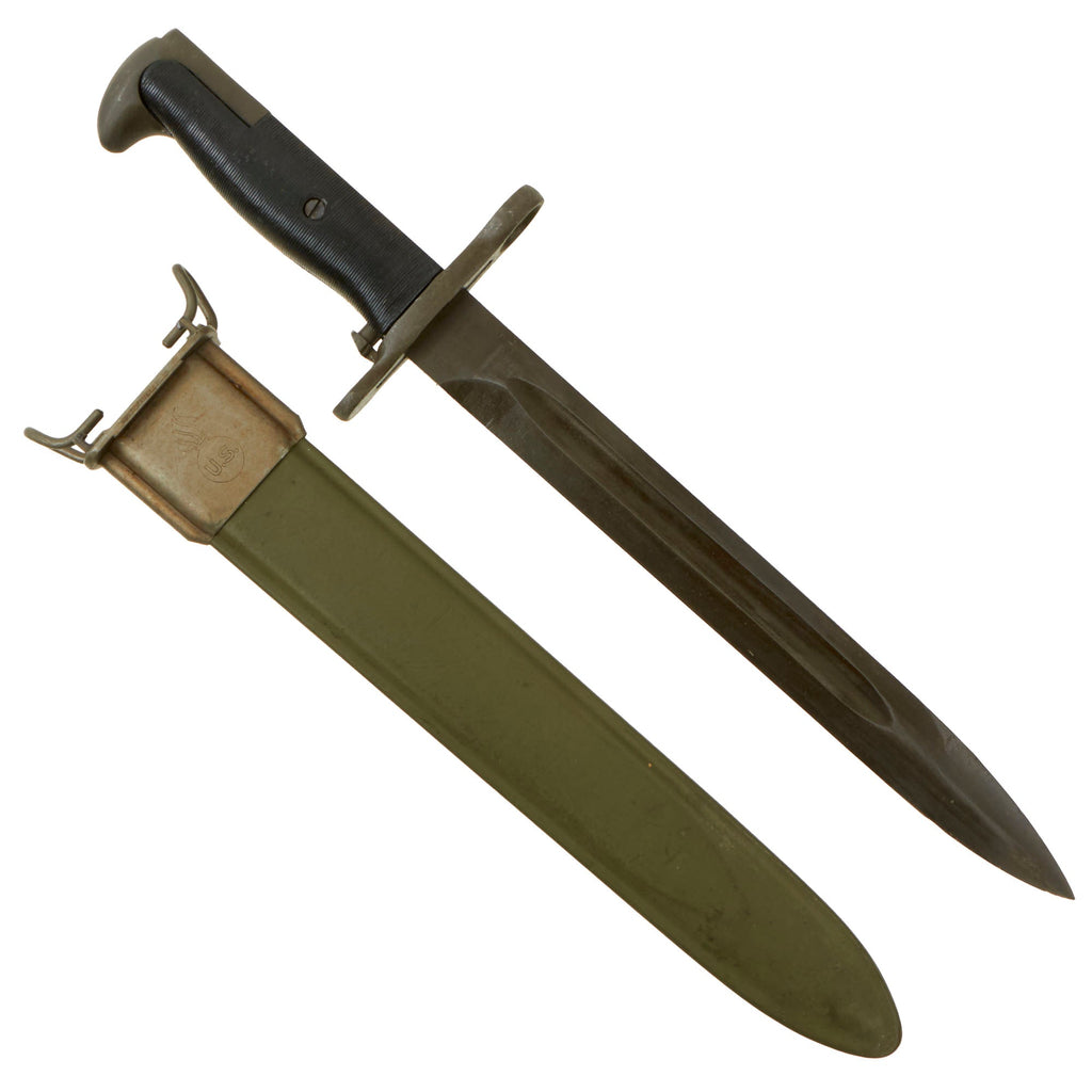 Original Excellent U.S. WWII M1 Garand 10 inch Bayonet by American Fork & Hoe with M7 Scabbard Original Items