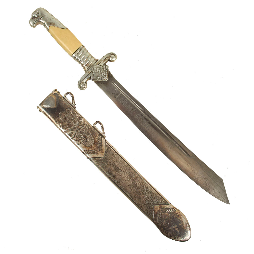Original German WWII RAD Labor Corps M1937 Officer's Dagger by ALCOSO of Solingen with Scabbard Original Items