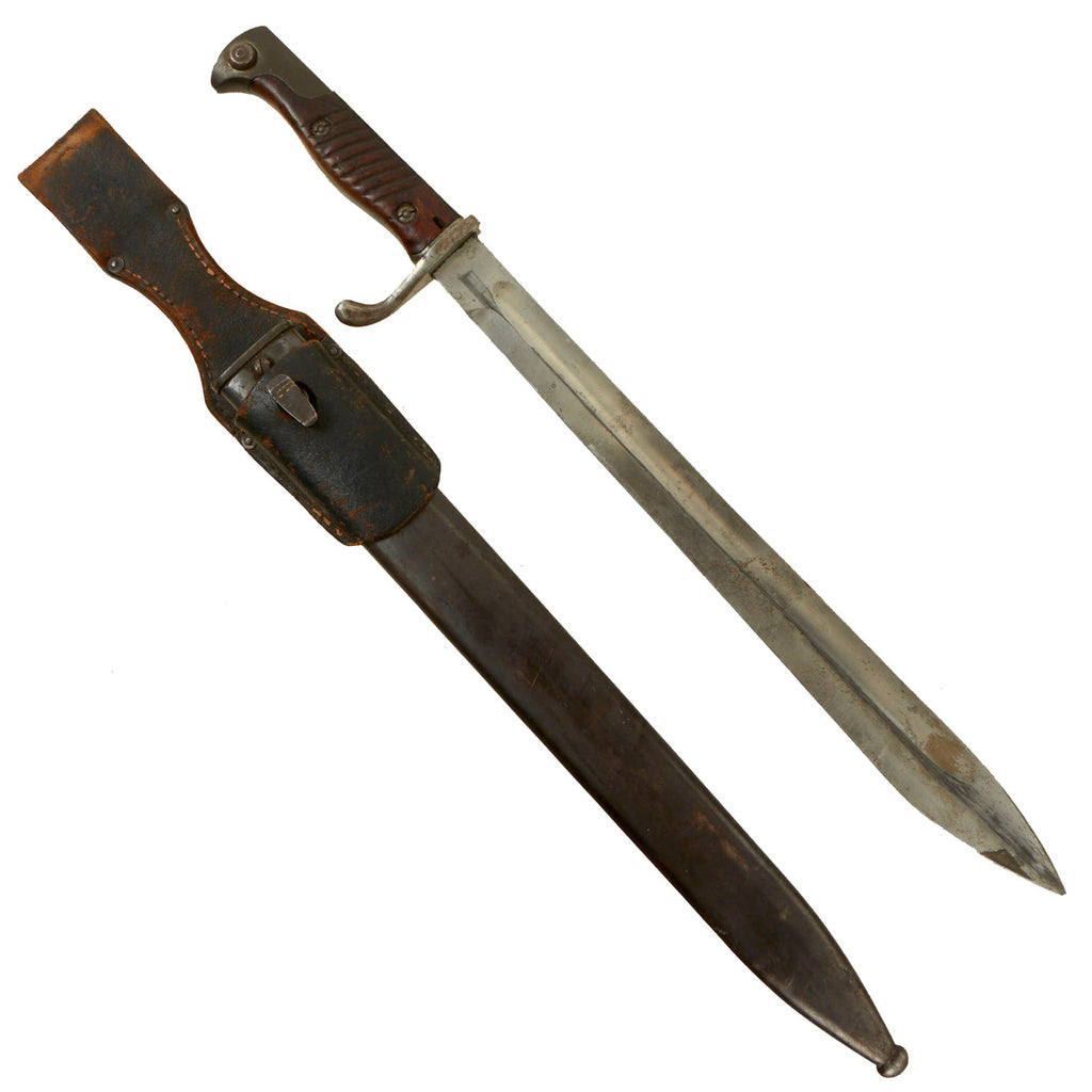 Original German WWI M1898/05 n/A Butcher Bayonet by ANKER-WERKE with Steel Scabbard & Frog - Rare Maker Original Items