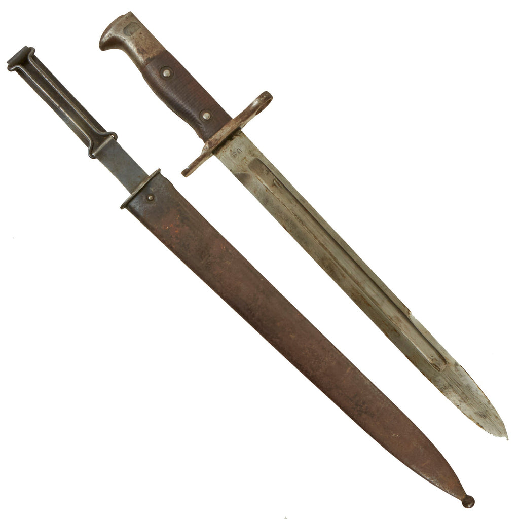 Original U.S. Banana Wars Model 1892 Krag Rifle Bayonet and 2nd Pattern Scabbard - Dated 1903 Original Items