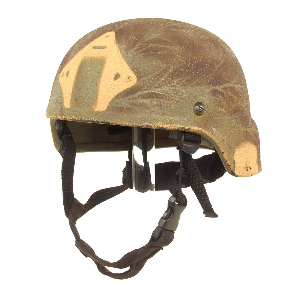 Original U.S. Global War on Terror Modular Integrated Communications Helmet (MICH) Complete With Mesh Laundry Bag Applied Paint, Chinstrap and Suspension System Original Items