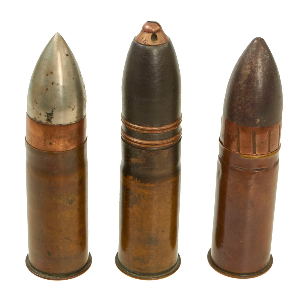 Original U.S. & French WWI Inert 37mm Rounds As Used With The Infantry Gun Model 1917 - 3 Rounds Original Items