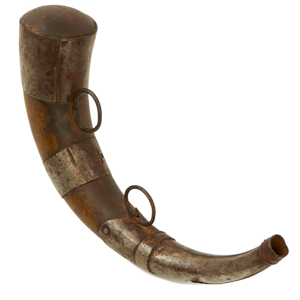 Original 19th Century Ottoman Empire Iron Fitted Powder Horn Original Items