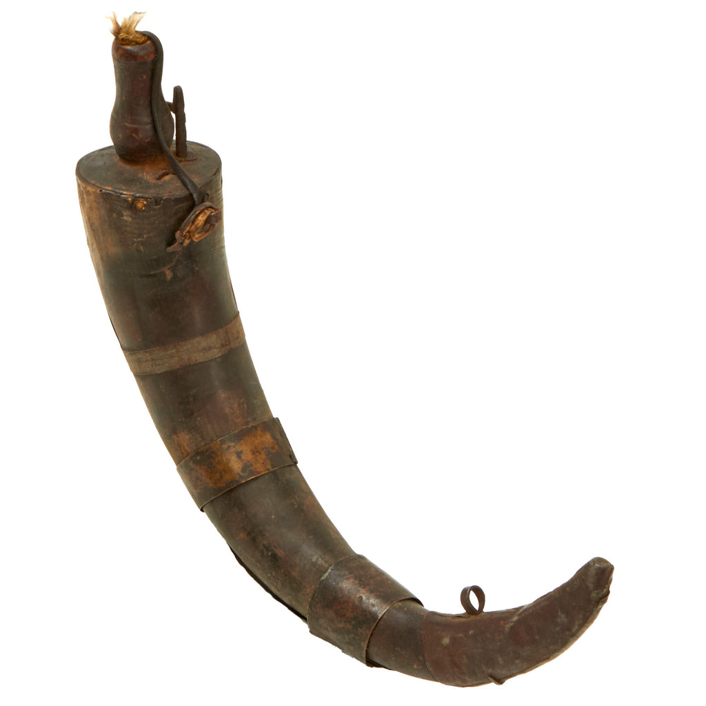 Original 19th Century Ottoman Empire Powder Horn with Plug and Powder Cutoff Original Items