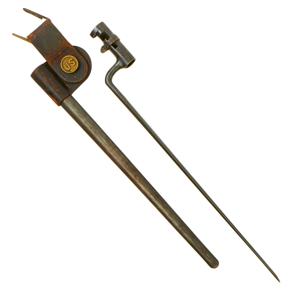 Original U.S. Springfield Trapdoor M1873 Rifle Cadet Socket Bayonet with 1st Pattern U.S. Frog and Scabbard Original Items