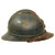 Original French WWI Issue Model 1915 Adrian Helmet in Horizon Blue with RF Badge and Early First Pattern Liner - Complete Original Items