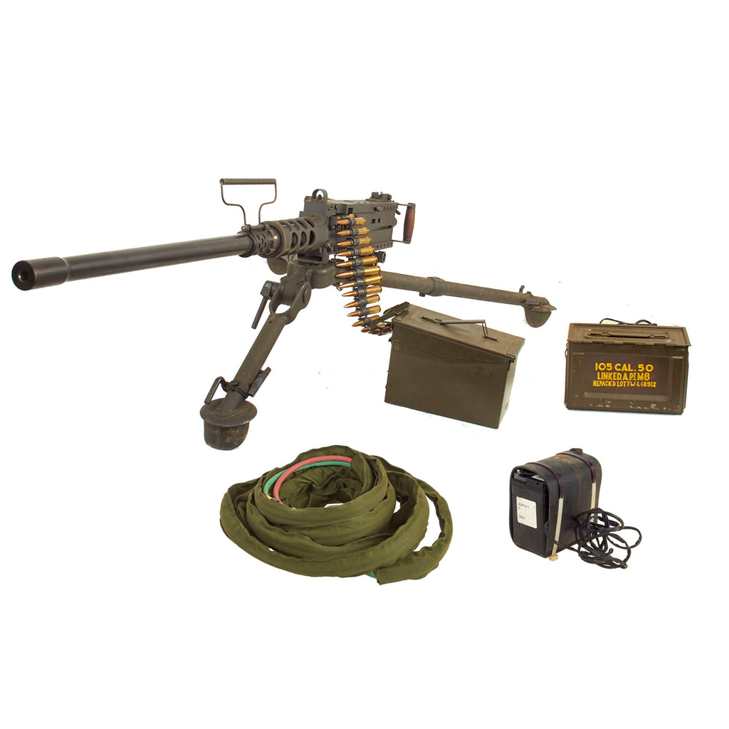 Original U.S. WWII Type M2HB Browning .50 Caliber “Ma Deuce” Display Machine Gun with Complete M3 Tripod & Accessories Original Items