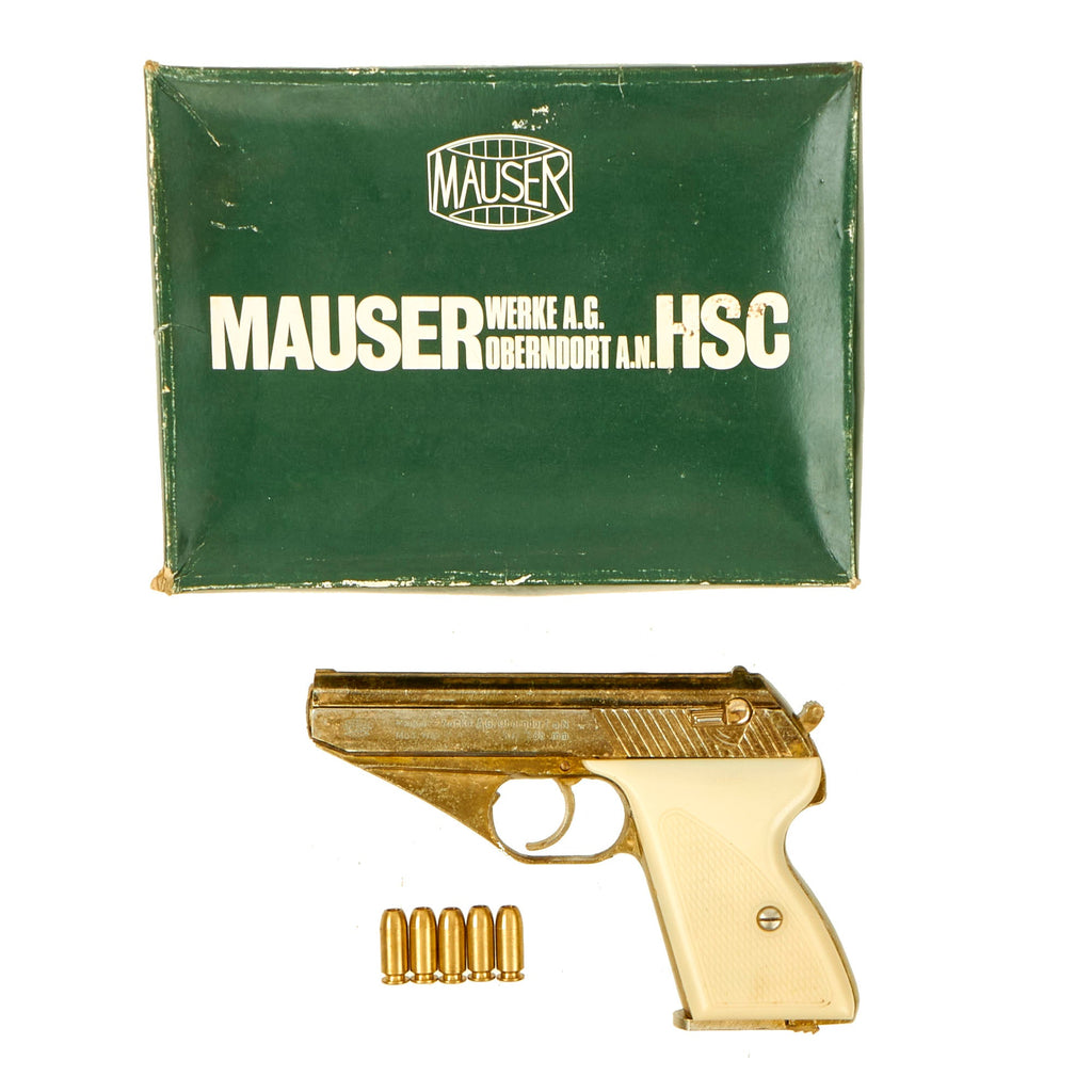 German WWII Replica Mauser HSC Cap Plug-Firing Pistol by MGC Japan with Original Box and Cartridges- Circa 1960s Original Items
