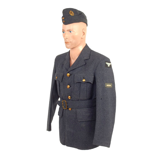 Original British WWII Royal Air Force RAF Leading Aircraftman War Service Dress Uniform Tunic, Overseas Cap, Dog Tags and More - Jewish Serviceman Maurice Mendelson Original Items