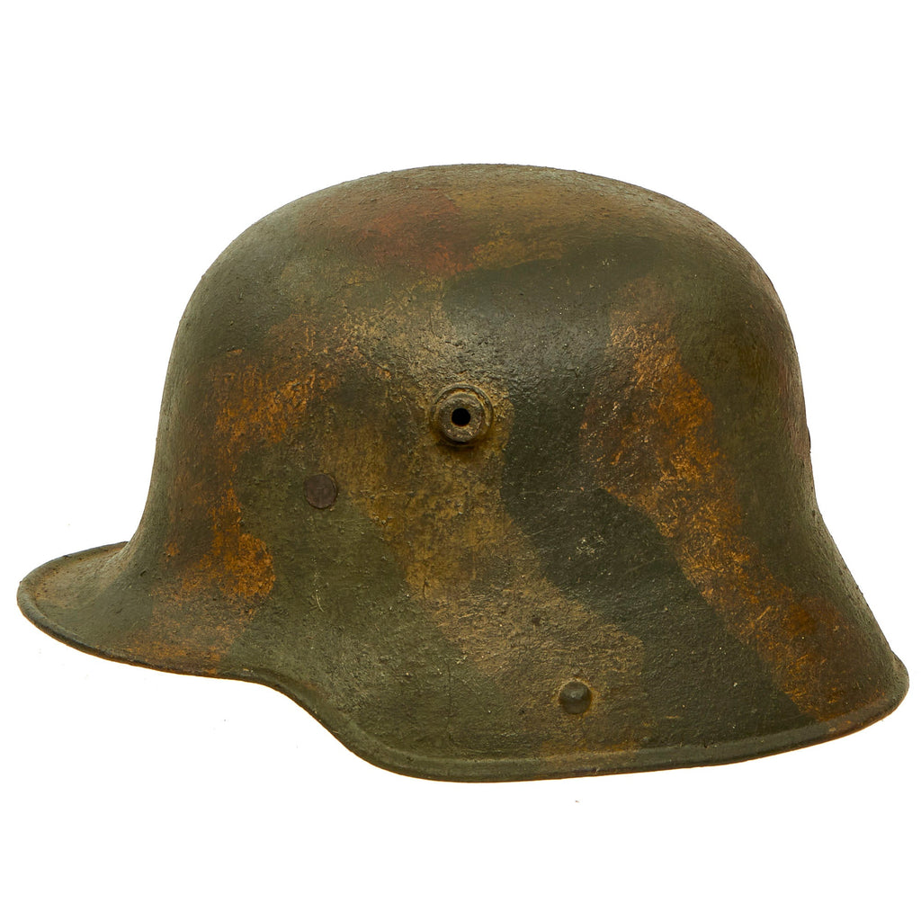 Original Imperial German WWI M-1916 M16 Stahlhelm Helmet with Camouflage Paint and Liner - Marked E.T. 62 Original Items